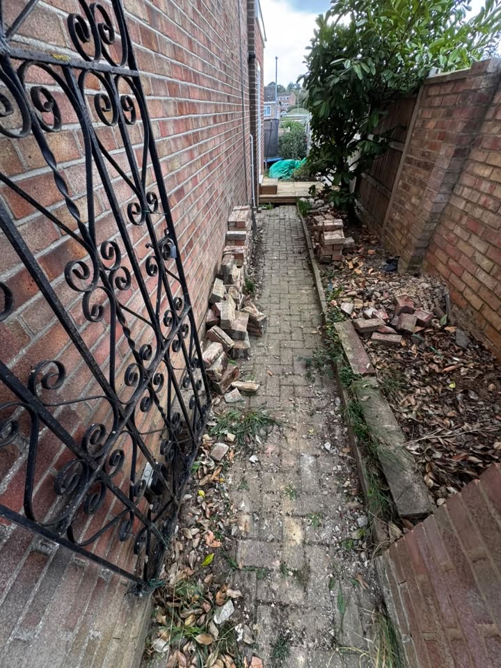 Garden before new gate and sleeper planter by LNJ Maintenance
