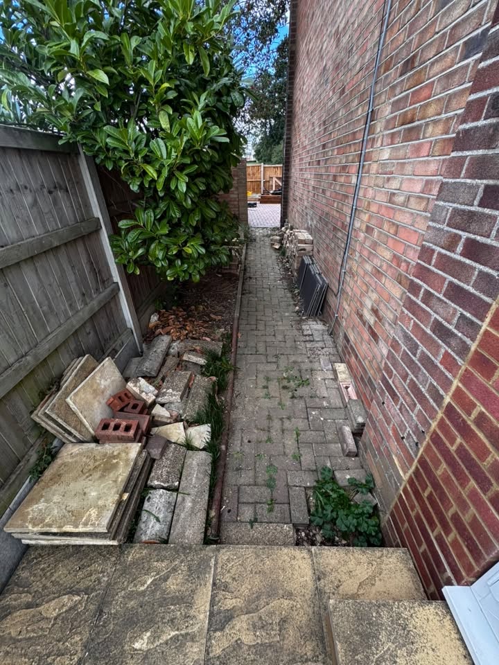 Garden area before new block paving path by LNJ Maintenance