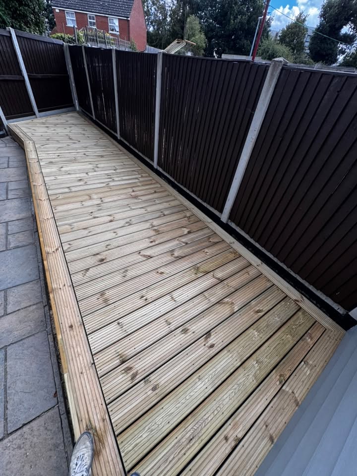 New decking frame and boards being fitted by LNJ Maintenance